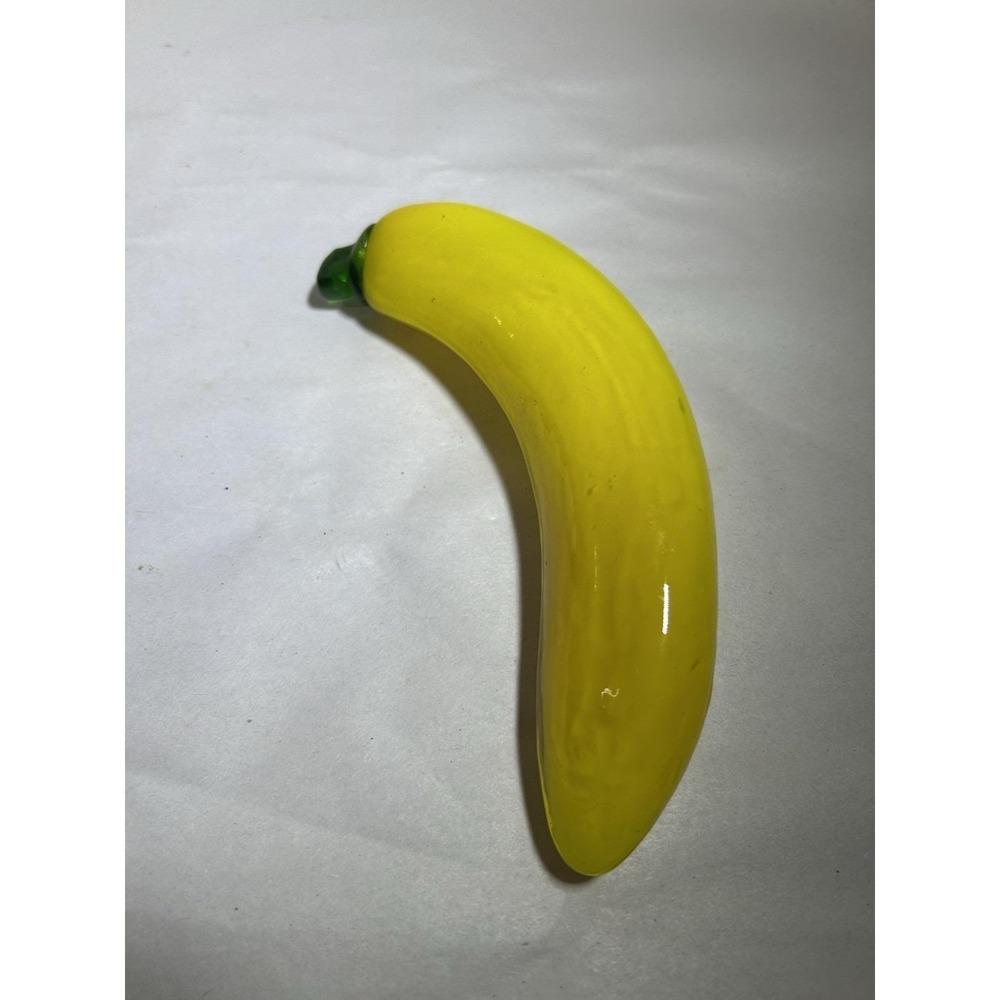 Vintage Yellow Glass Banana Fruit Farmhouse Kitchen Decor MCM Hand Blown